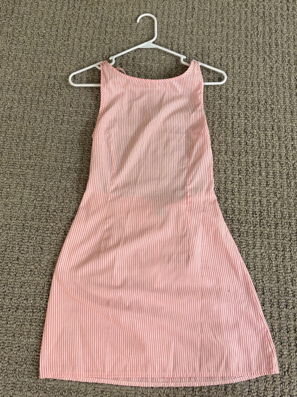 Pink Striped Backless Women's Dress